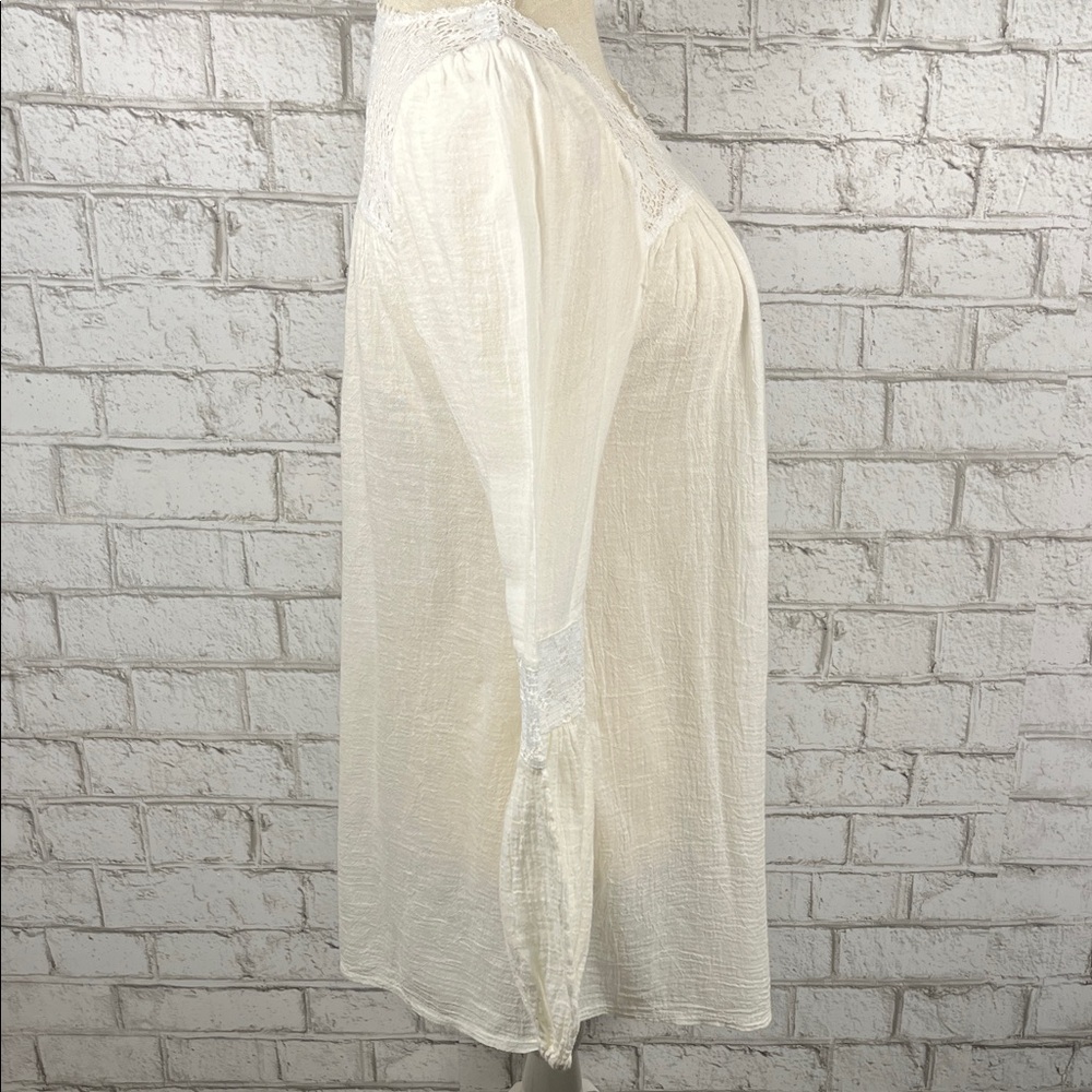 Diane Gilman for CaBal White Lace Women's Boho Flowy Top size S - Picture 4 of 8